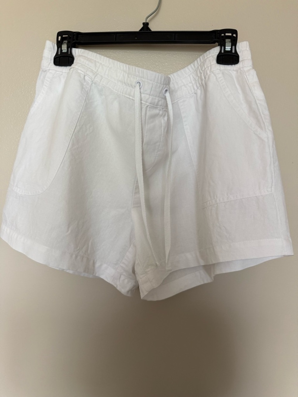 New York & Company White Drawstring Linen Shorts
